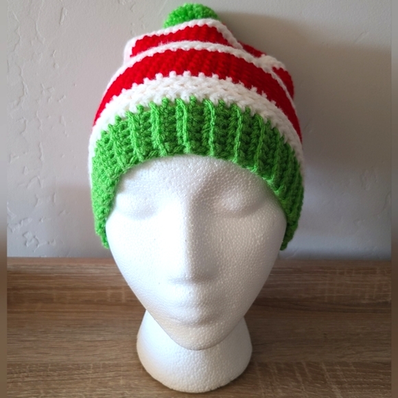 Women's Christmas beanie, winter beanie, Santa hat, Grinch hat, - Picture 6 of 8